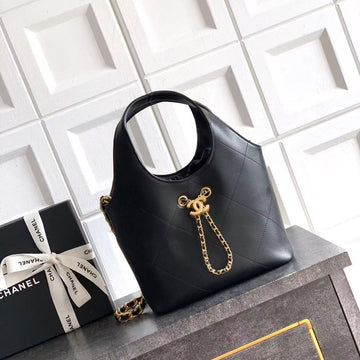 CC Ss 2026 Small Shopping Bag Black Lambskin
