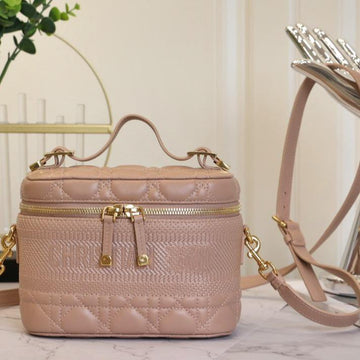 Small Travel Vanity Case Beige Lambskin