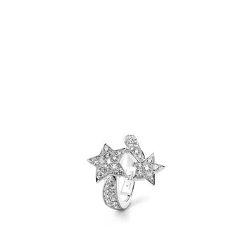 Comete Diamond Double Star Silver Ring