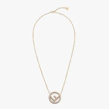 F Logo Necklace Gold Full Diamond