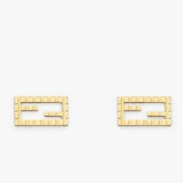 Ff Baguette Motif Shaped Gold Earrings