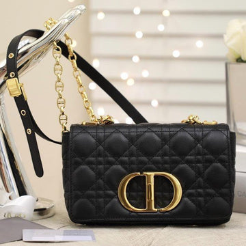 Small Caro Bag Balck Supple Cannage Calfskin