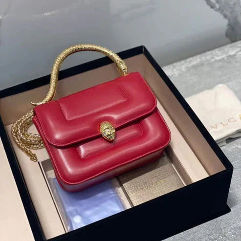 Bvl Serpenti Mary Katrantzou Top Handle 19CM Red Lambskin Ghw 188704
