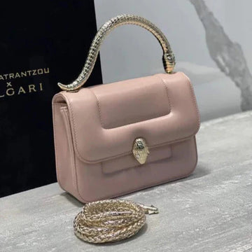 Bvl Serpenti Mary Katrantzou Top Handle 19CM Pale Mauve Lambskin Ghw 188684