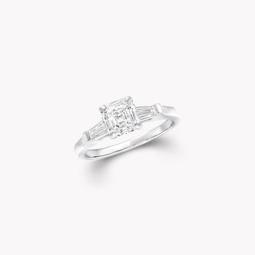 Promise Square Emerald Cut Silver Diamond Ring