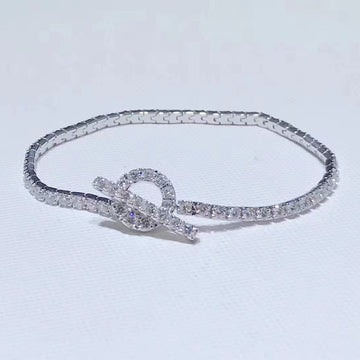 Hm Silver Chaine D’ancre Closure Diamond Finesse Bracelet