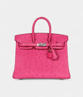 HermesBirkin 25 Rose Tyrien Ostrich Palladium Hardware Bags Bible