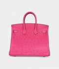 HermesBirkin 25 Rose Tyrien Ostrich Palladium Hardware Bags Bible