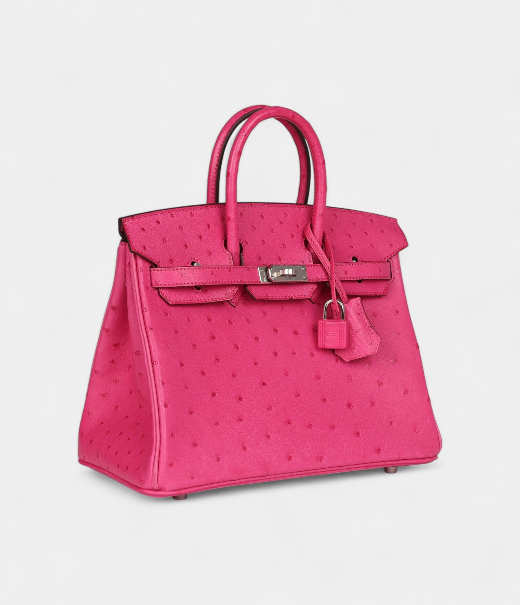 HermesBirkin 25 Rose Tyrien Ostrich Palladium Hardware Bags Bible
