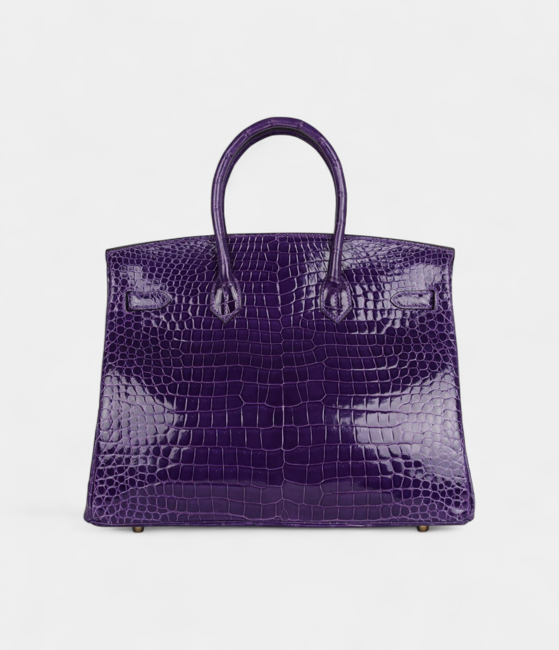 HermesBirkin 35 Ultraviolet Shiny Porosus Crocodile Gold Hardware Bags Bible