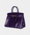 HermesBirkin 35 Ultraviolet Shiny Porosus Crocodile Gold Hardware Bags Bible