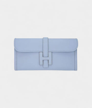 Hermes Jige Elan 29 Blue Brume Clutch Bag Evercolor Leather Bags Bible