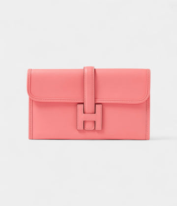 HermesMini Jige Clutch Rose Azalee in Evercolor Leather Bags Bible