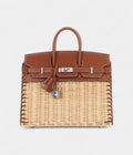 HermesNaturel Wicker and Fauve Barenia Picnic Birkin 25 Palladium Hardware Bags Bible
