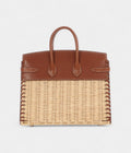 HermesNaturel Wicker and Fauve Barenia Picnic Birkin 25 Palladium Hardware Bags Bible