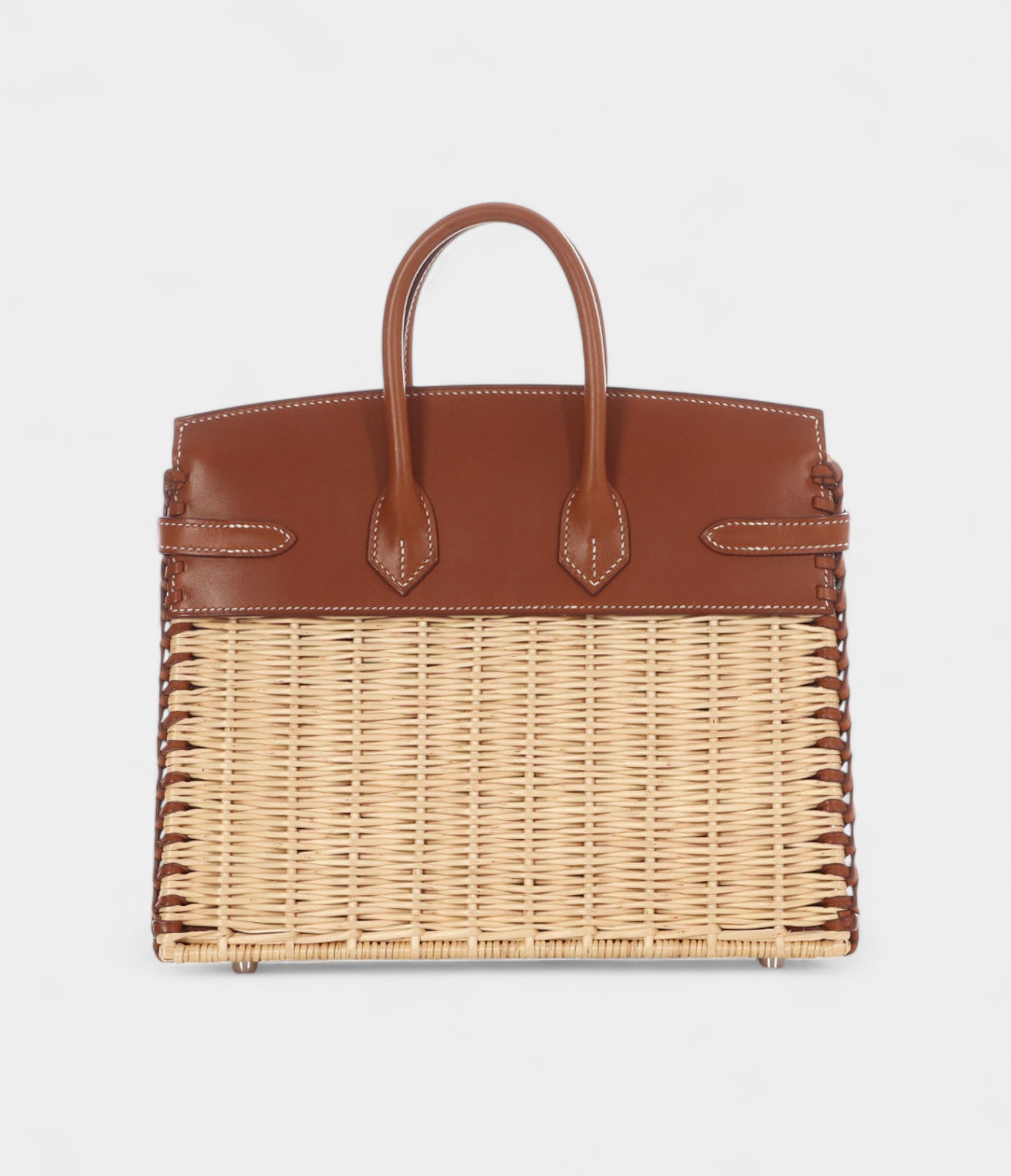 HermesNaturel Wicker and Fauve Barenia Picnic Birkin 25 Palladium Hardware Bags Bible