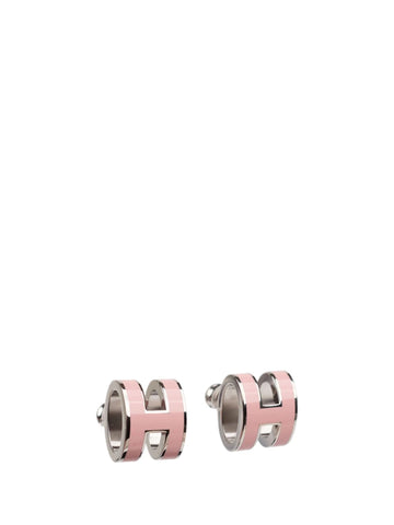 Mini Pop H Silver Earrings Pink
