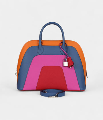 Hermes"Sunset" Rainbow Bolide 31 Abricot, Bleu Agate, Magnolia and Rouge Casaque Epsom Palladium Hardware Bags Bible