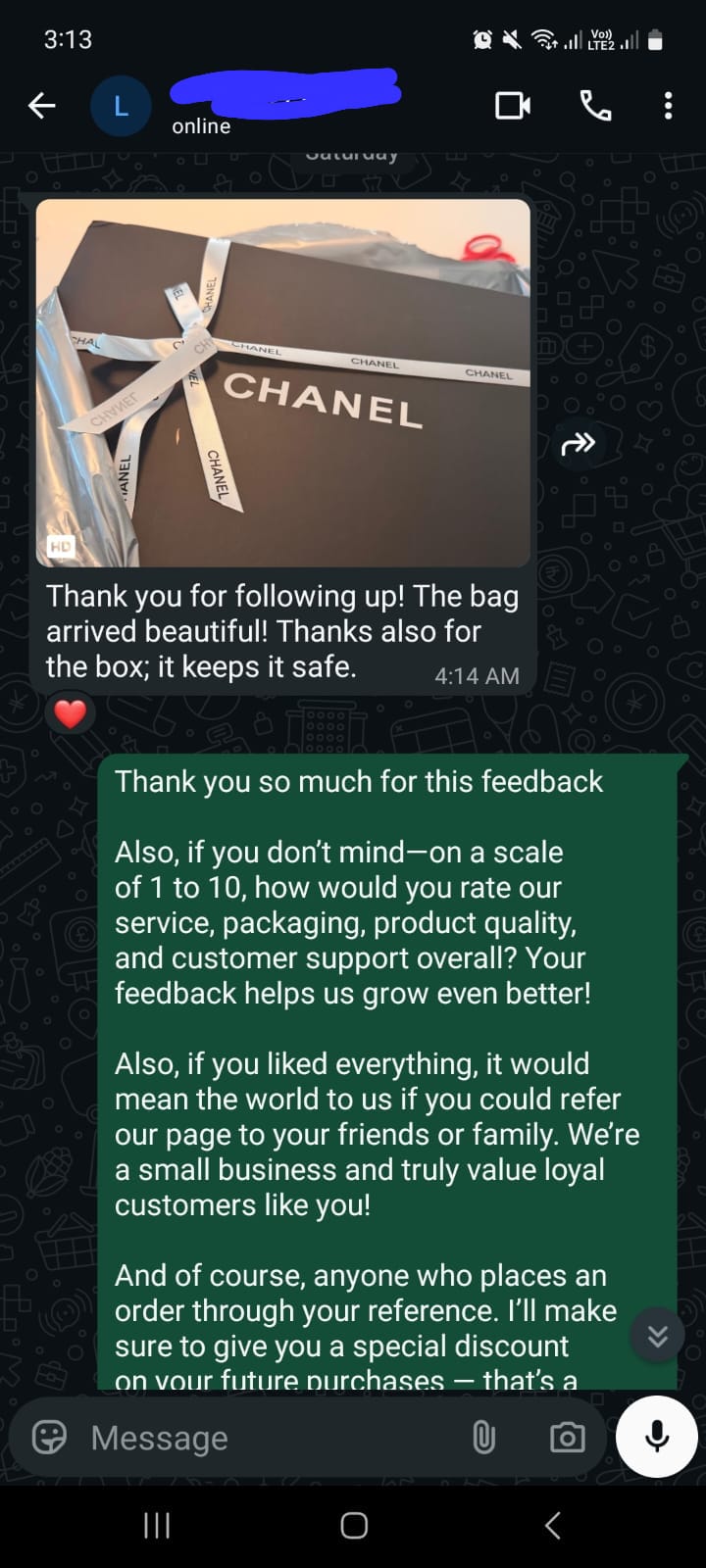 Customer review proof screenshot