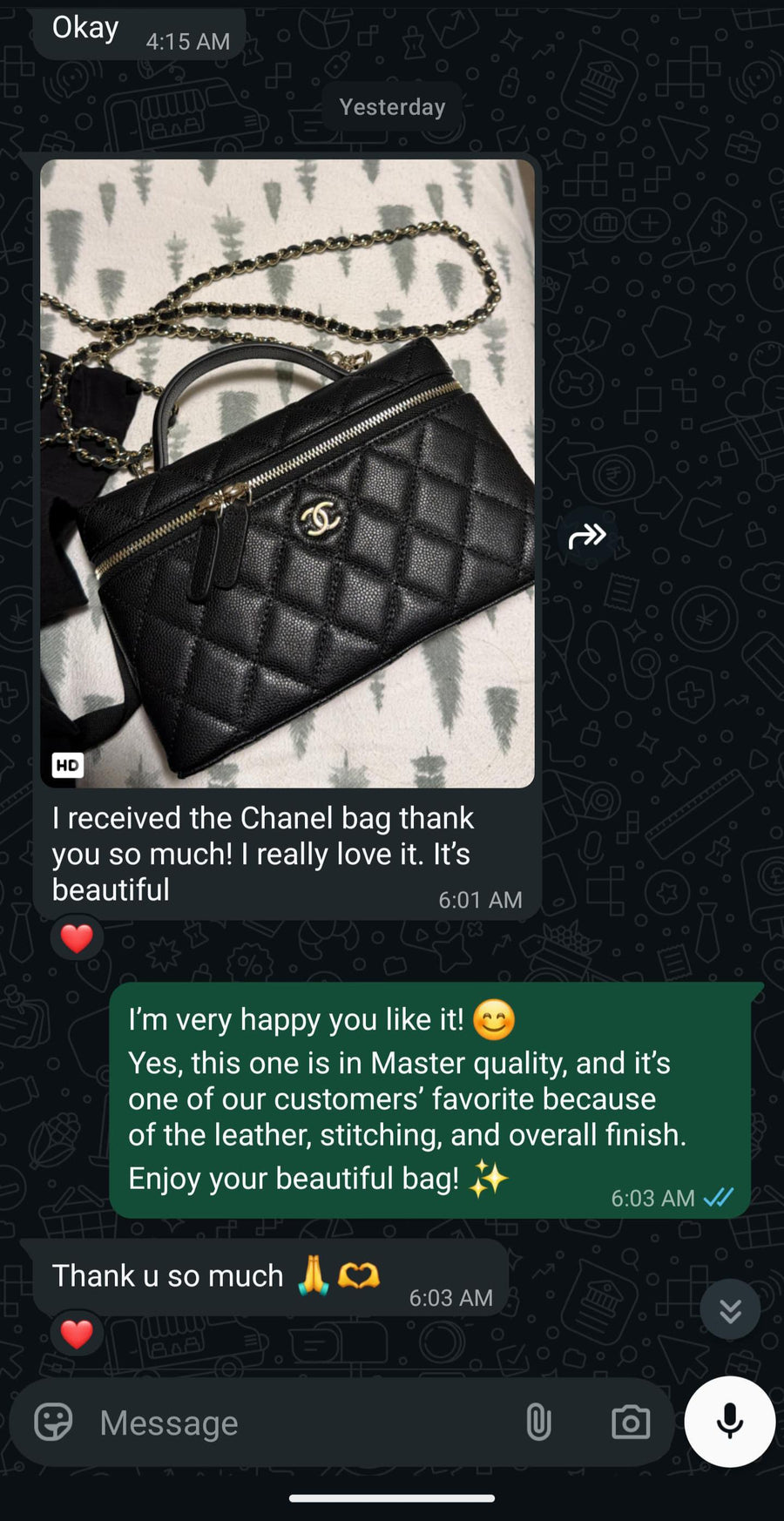 Customer review proof screenshot