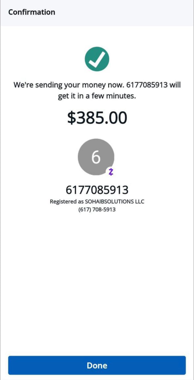 Payment proof screenshot