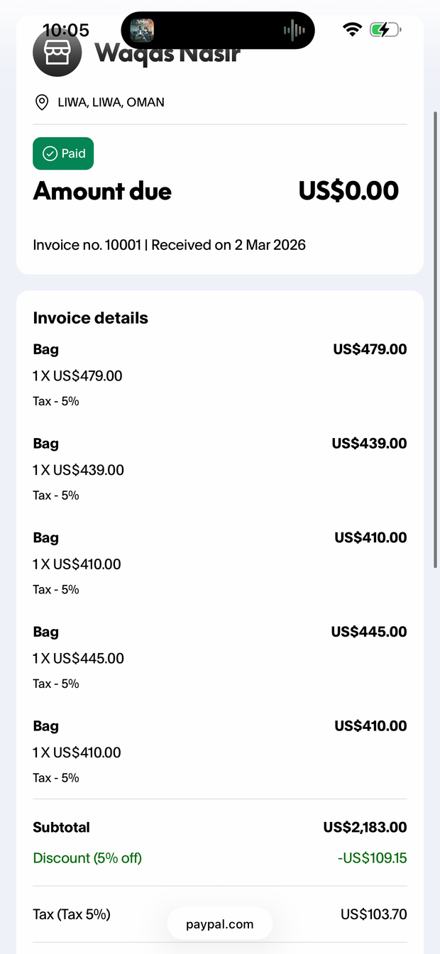 Payment proof screenshot