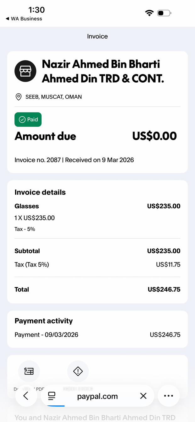 Payment proof screenshot