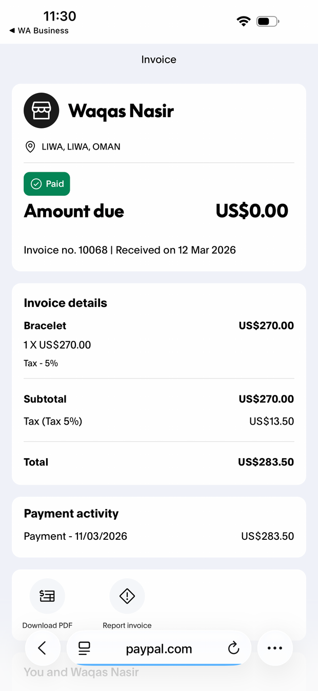 Payment proof screenshot