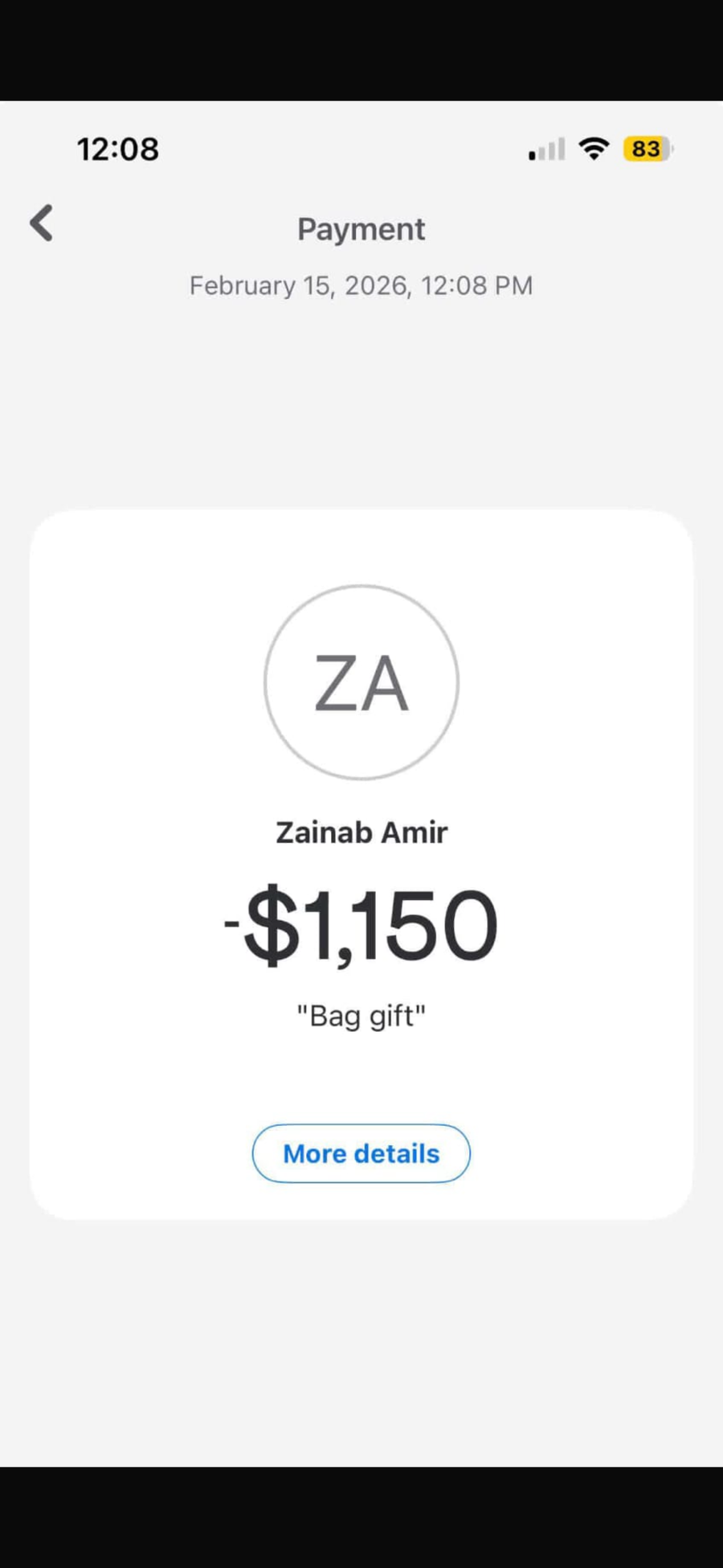 Payment proof screenshot