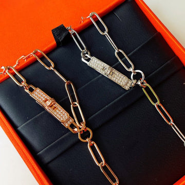 Kelly Belt Diamonds Silver And Pink Gold Necklace