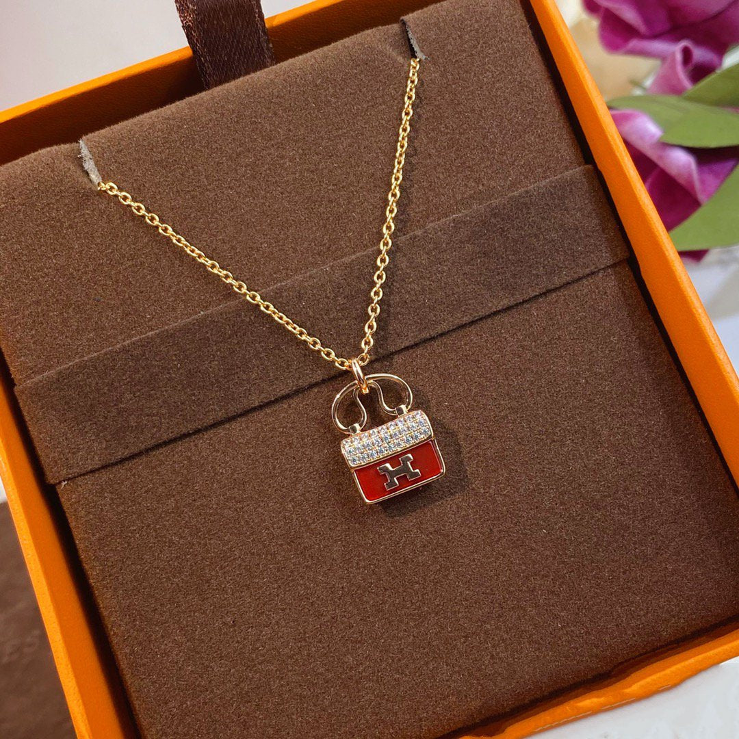 Constance Red Pedant Pink Gold Necklace