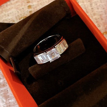 Hm Square Silver Diamond Ring