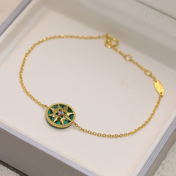 Lucky Star 1 Diamond Green Gold Bracelet