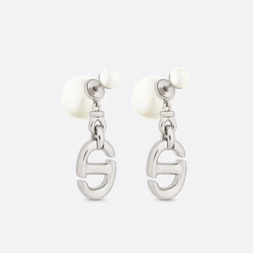CD Drop Pearl Tribales Earrings Silver