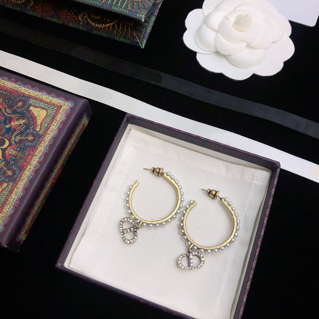 Clair CD Lune Pearl Gold Diamond Earrings