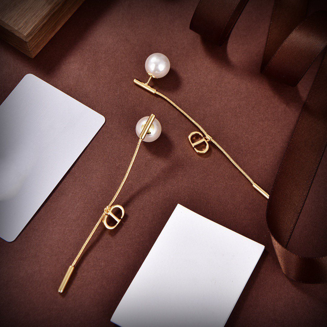 CD Drop Mop Gold Earrings