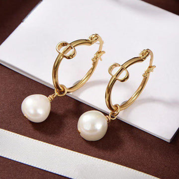 CD Pearl Gold Earrings