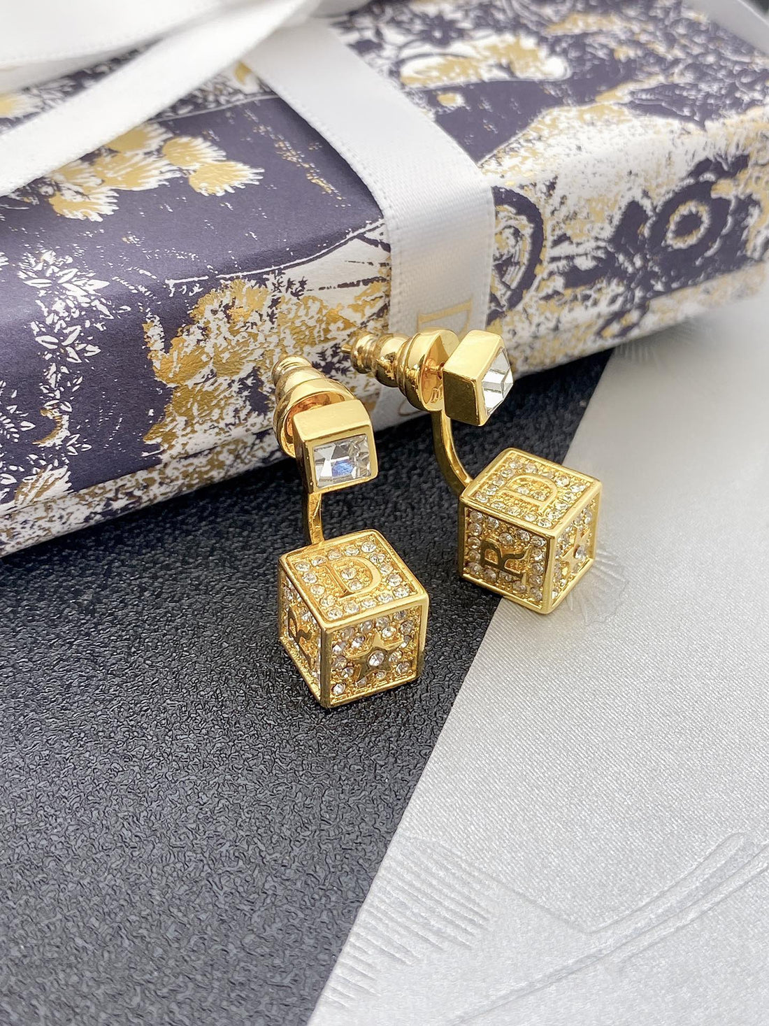 D-Star Gold Diamond Earrings
