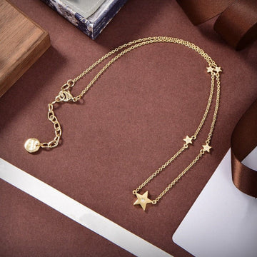 CD Necklace 5 Star Gold Diamond