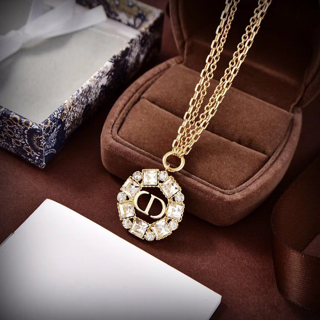 CD Pendant Gold Diamond Necklace
