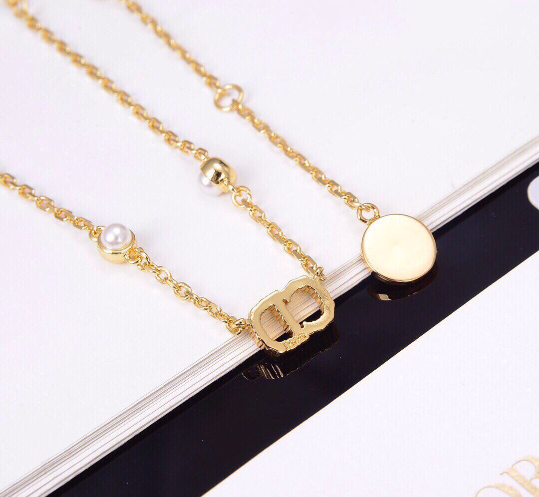 CD Necklace Pedant Gold Diamond 4 Pearl