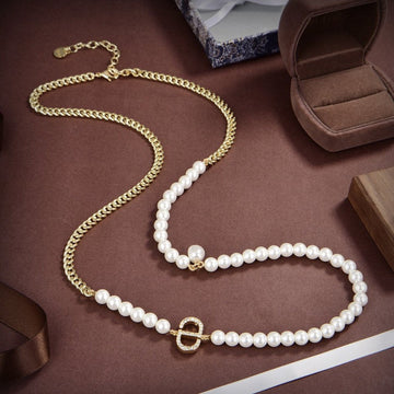 CD Pearl Gold Diamond Necklace