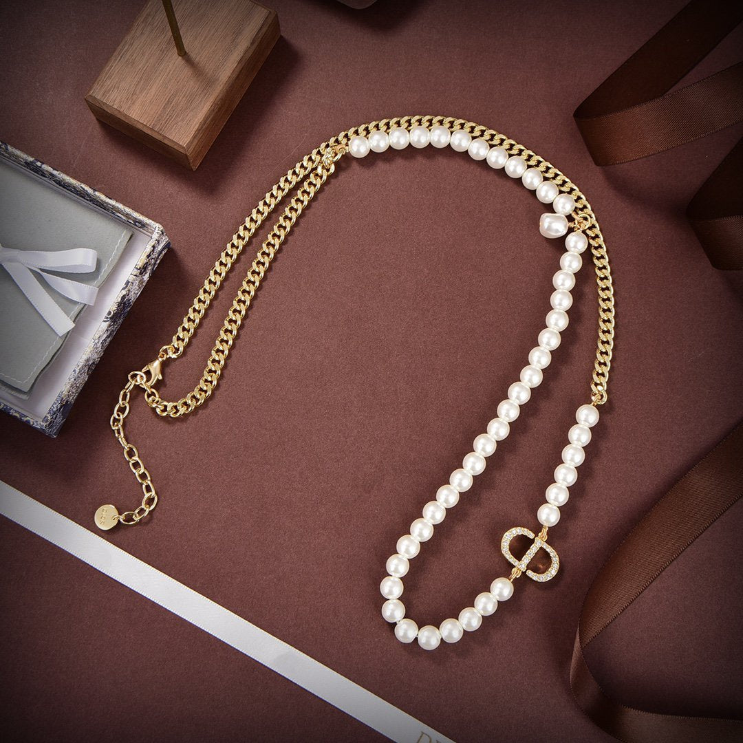CD Pearl Gold Diamond Necklace