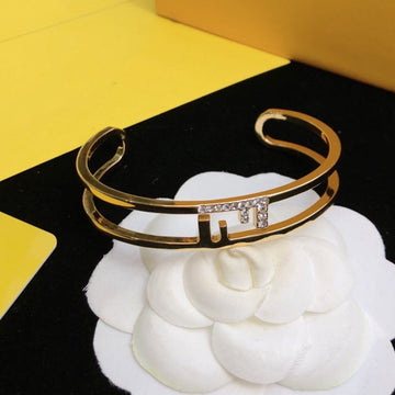O'lock Open Bracelet Gold Diamond