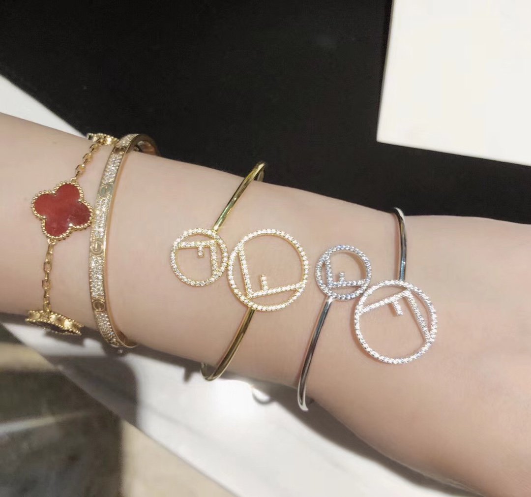Double F Gold Diamond Bracelet