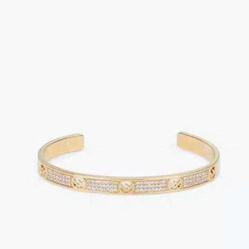 F Bracelet Pink Gold Diamond Cuff