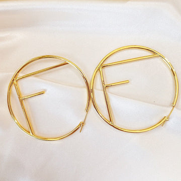 F Gold Full Diamond Letter Earrings