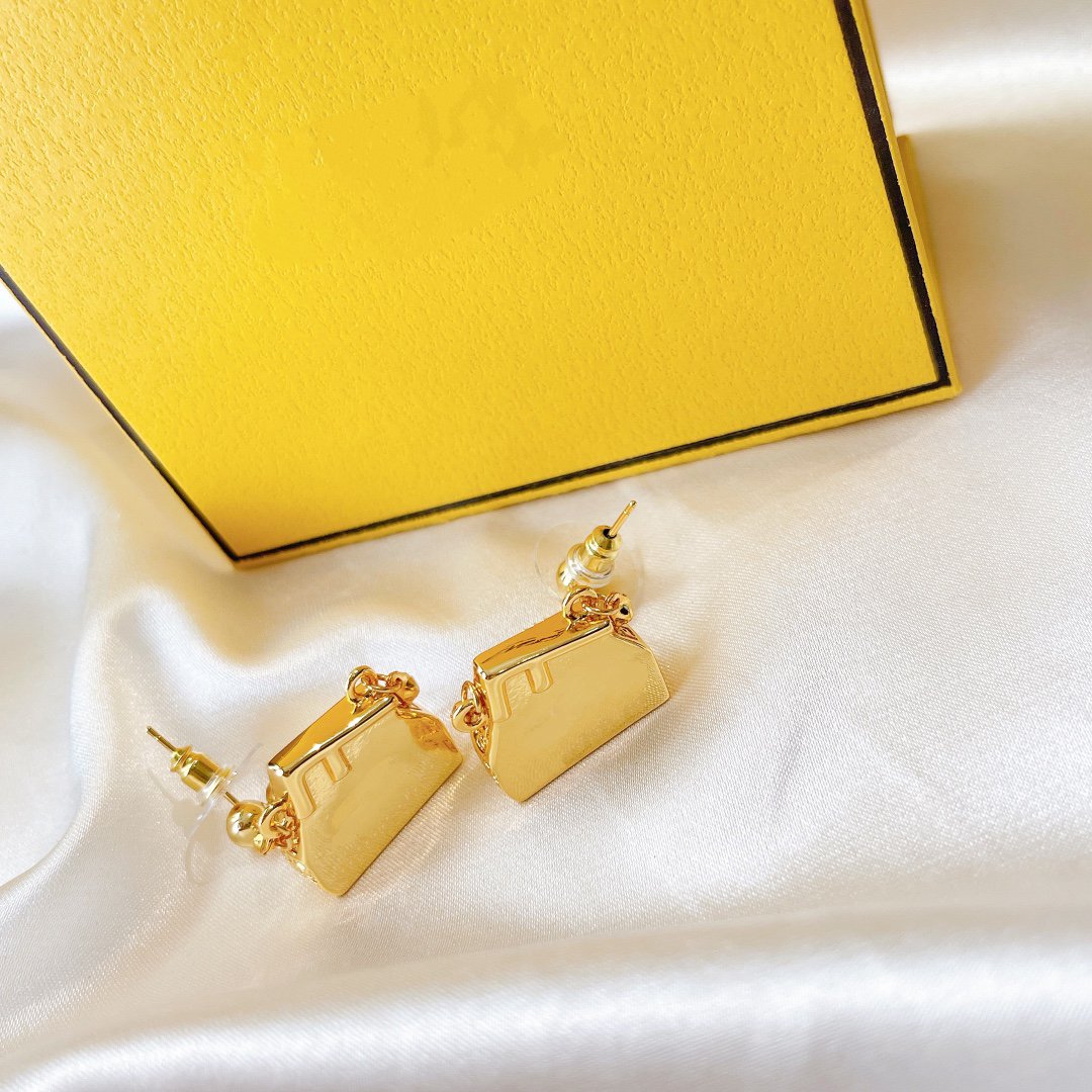 Ff Bag Gold Earrings