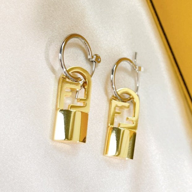 Ff Buckle Silver Gold Earrings