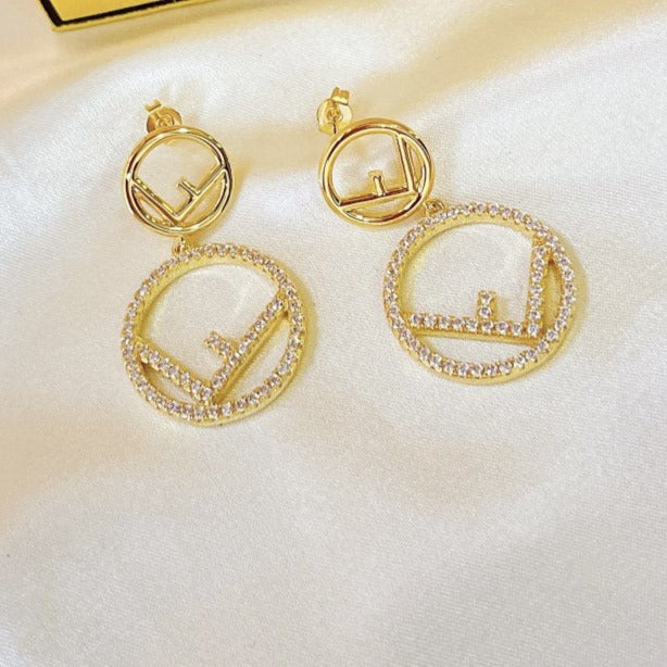 Double F Gold Diamond Earrings